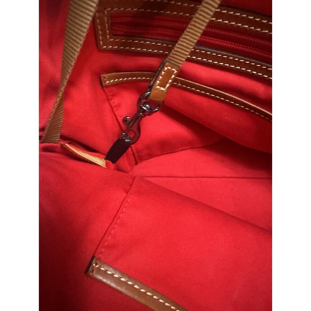Dooney & Bourke Audrey Large Satchel Blue Pebble Leather Brown Trim Shoulder Bag - Picture 6 of 10